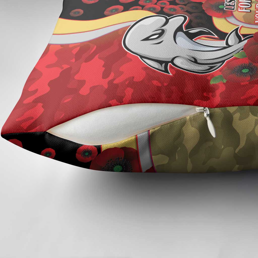 Redcliffe Dolphins ANZAC Personalised Pillow Cover Lest We Forget Poppy Camo