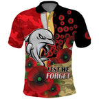 Redcliffe Dolphins ANZAC Personalised Polo Shirt Lest We Forget Poppy Camo