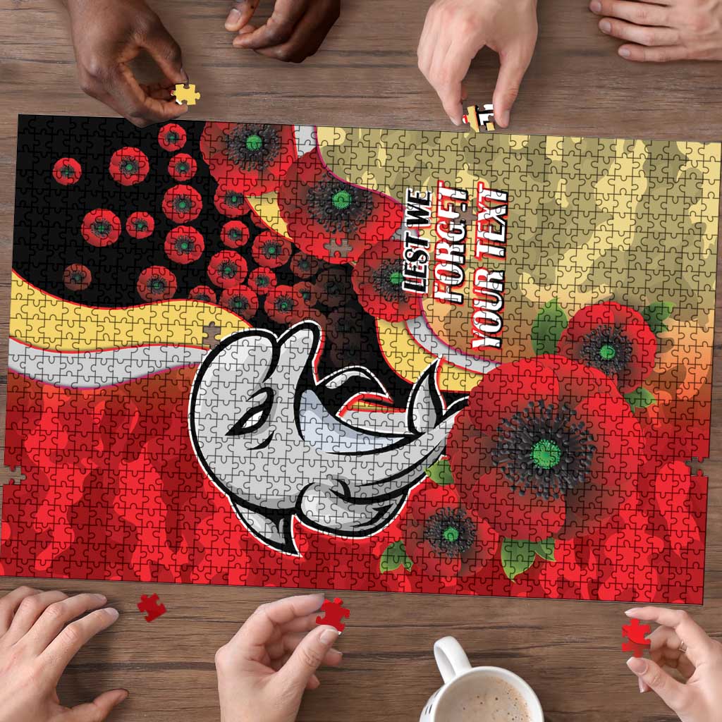 Redcliffe Dolphins ANZAC Personalised Puzzle Lest We Forget Poppy Camo