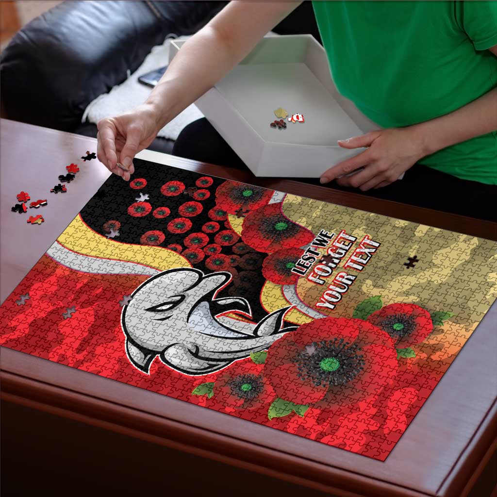 Redcliffe Dolphins ANZAC Personalised Puzzle Lest We Forget Poppy Camo