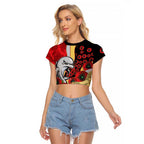 Redcliffe Dolphins ANZAC Personalised Raglan Cropped T Shirt Lest We Forget Poppy Camo