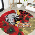 Redcliffe Dolphins ANZAC Personalised Round Carpet Lest We Forget Poppy Camo