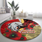 Redcliffe Dolphins ANZAC Personalised Round Carpet Lest We Forget Poppy Camo