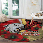 Redcliffe Dolphins ANZAC Personalised Round Carpet Lest We Forget Poppy Camo