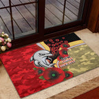 Redcliffe Dolphins ANZAC Personalised Rubber Doormat Lest We Forget Poppy Camo