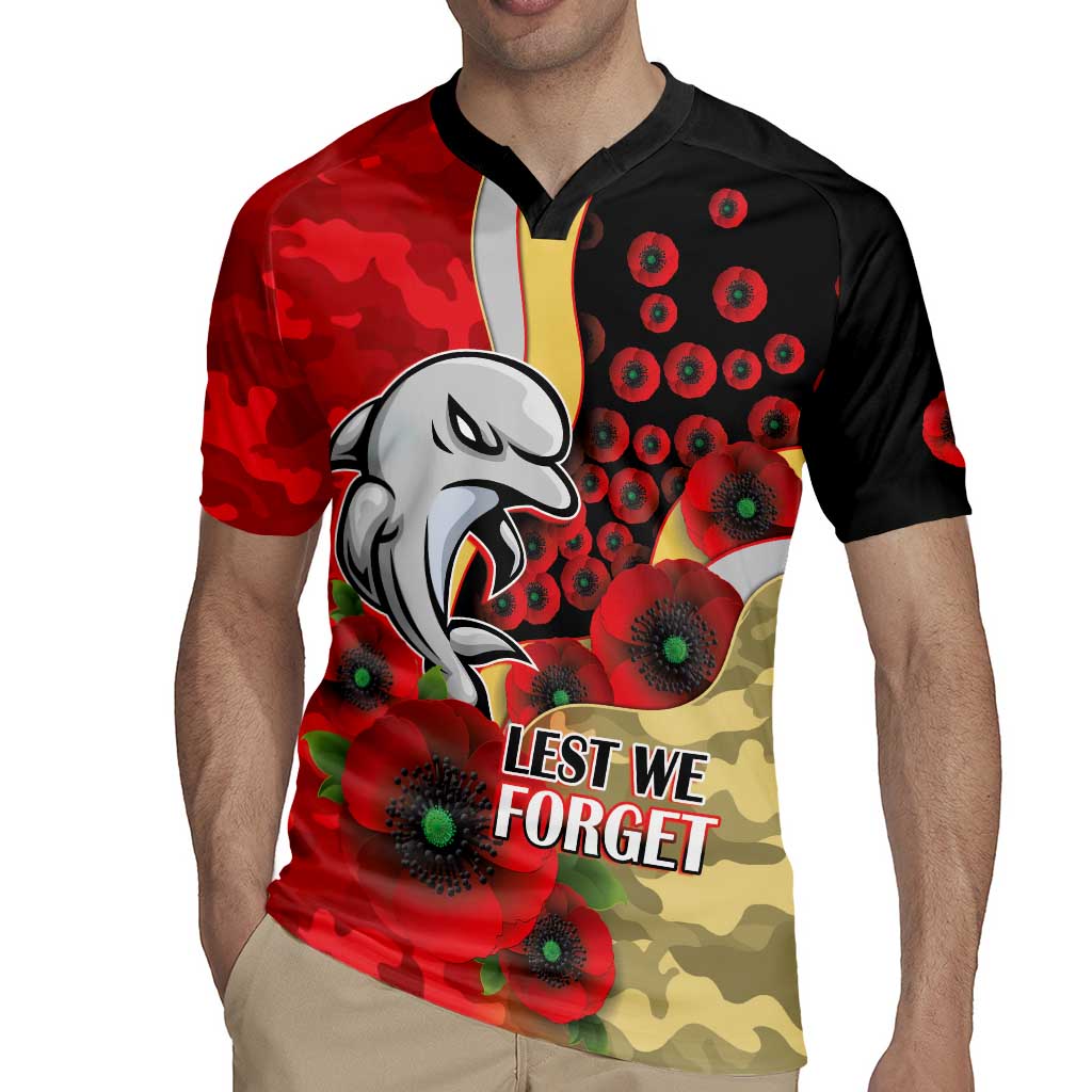 Redcliffe Dolphins ANZAC Personalised Rugby Jersey Lest We Forget Poppy Camo