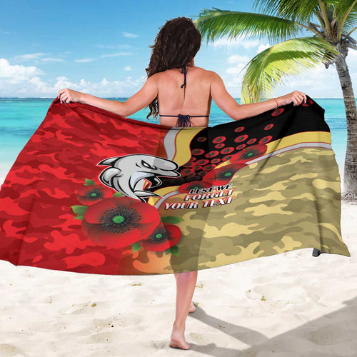 Redcliffe Dolphins ANZAC Personalised Sarong Lest We Forget Poppy Camo