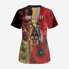 Redcliffe Dolphins ANZAC Personalised Scrub Top Lest We Forget Poppy Camo