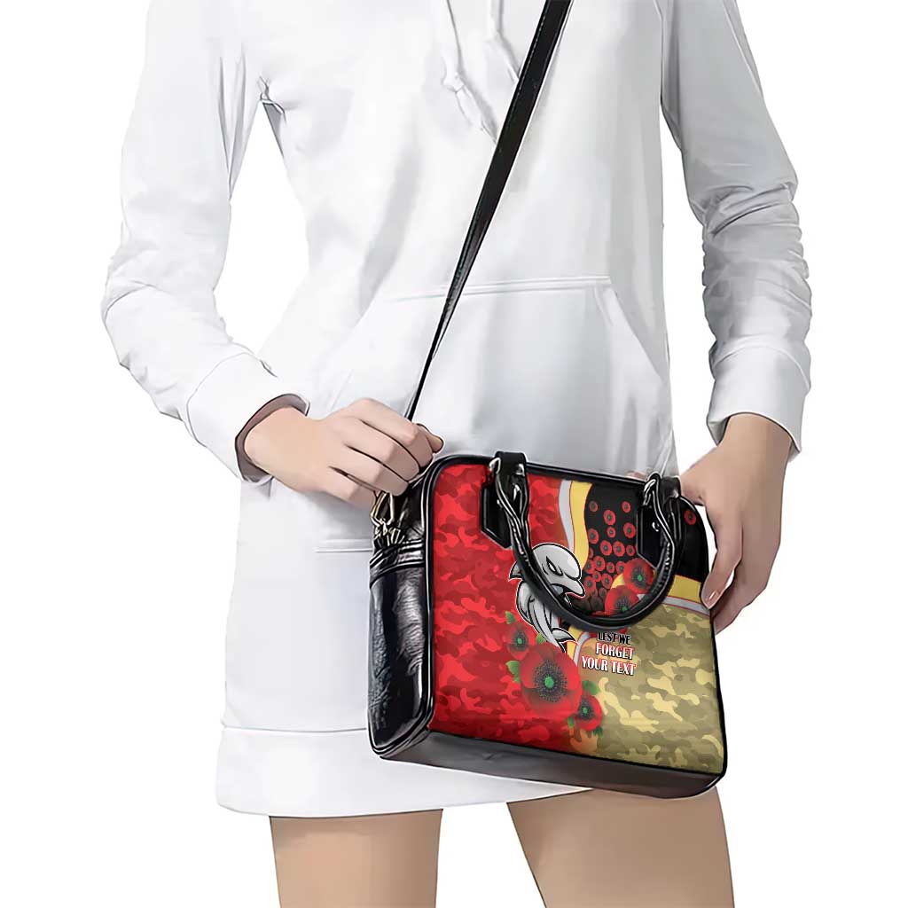 Redcliffe Dolphins ANZAC Personalised Shoulder Handbag Lest We Forget Poppy Camo