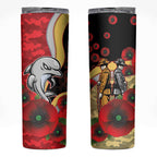 Redcliffe Dolphins ANZAC Personalised Skinny Tumbler Lest We Forget Poppy Camo