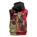 Redcliffe Dolphins ANZAC Personalised Sleeveless Hoodie Lest We Forget Poppy Camo