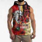 Redcliffe Dolphins ANZAC Personalised Sleeveless Hoodie Lest We Forget Poppy Camo
