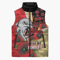 Redcliffe Dolphins ANZAC Personalised Sleeveless Puffer Jacket Lest We Forget Poppy Camo