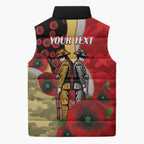 Redcliffe Dolphins ANZAC Personalised Sleeveless Puffer Jacket Lest We Forget Poppy Camo