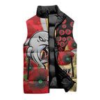 Redcliffe Dolphins ANZAC Personalised Sleeveless Puffer Jacket Lest We Forget Poppy Camo