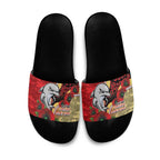 Redcliffe Dolphins ANZAC Personalised Slide Sandals Lest We Forget Poppy Camo