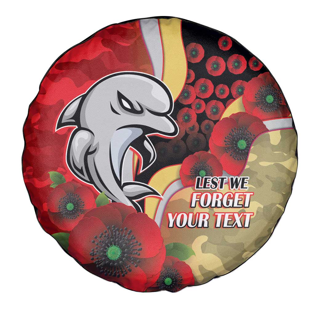 Redcliffe Dolphins ANZAC Personalised Spare Tire Cover Lest We Forget Poppy Camo