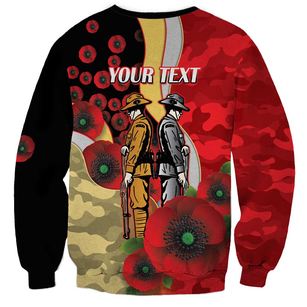 Redcliffe Dolphins ANZAC Personalised Sweatshirt Lest We Forget Poppy Camo