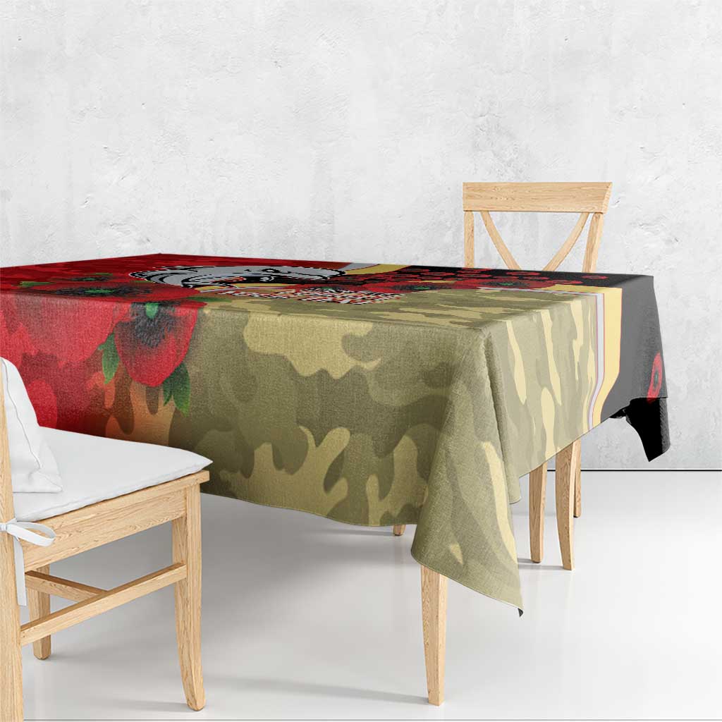 Redcliffe Dolphins ANZAC Personalised Tablecloth Lest We Forget Poppy Camo