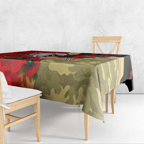 Redcliffe Dolphins ANZAC Personalised Tablecloth Lest We Forget Poppy Camo