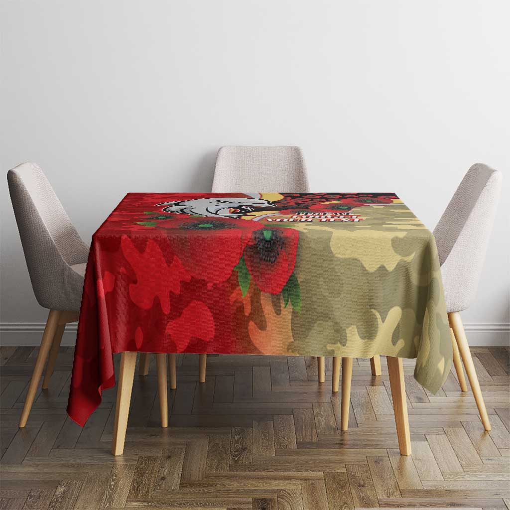 Redcliffe Dolphins ANZAC Personalised Tablecloth Lest We Forget Poppy Camo