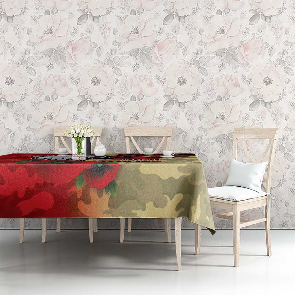 Redcliffe Dolphins ANZAC Personalised Tablecloth Lest We Forget Poppy Camo