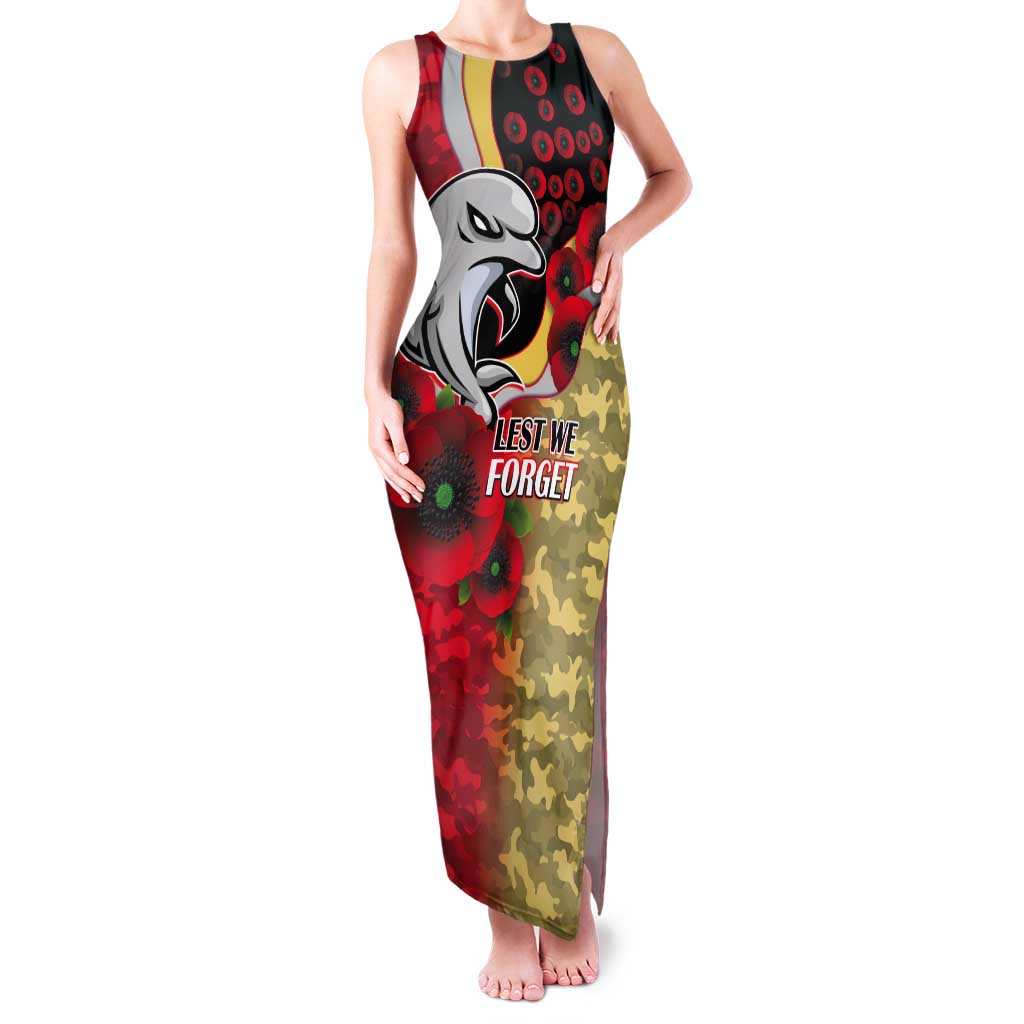 Redcliffe Dolphins ANZAC Personalised Tank Maxi Dress Lest We Forget Poppy Camo