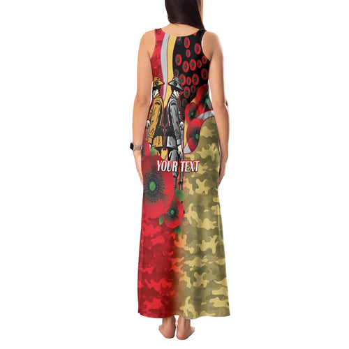 Redcliffe Dolphins ANZAC Personalised Tank Maxi Dress Lest We Forget Poppy Camo
