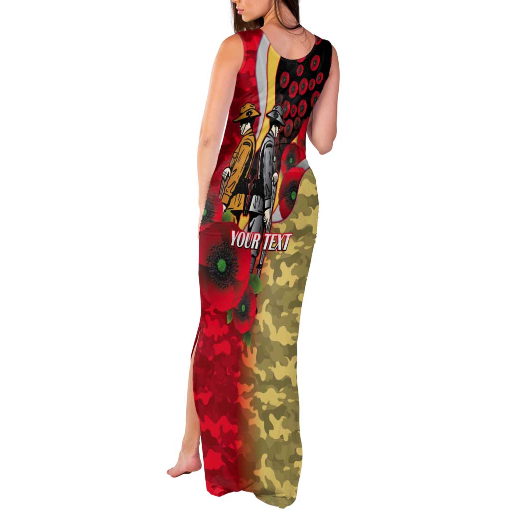 Redcliffe Dolphins ANZAC Personalised Tank Maxi Dress Lest We Forget Poppy Camo