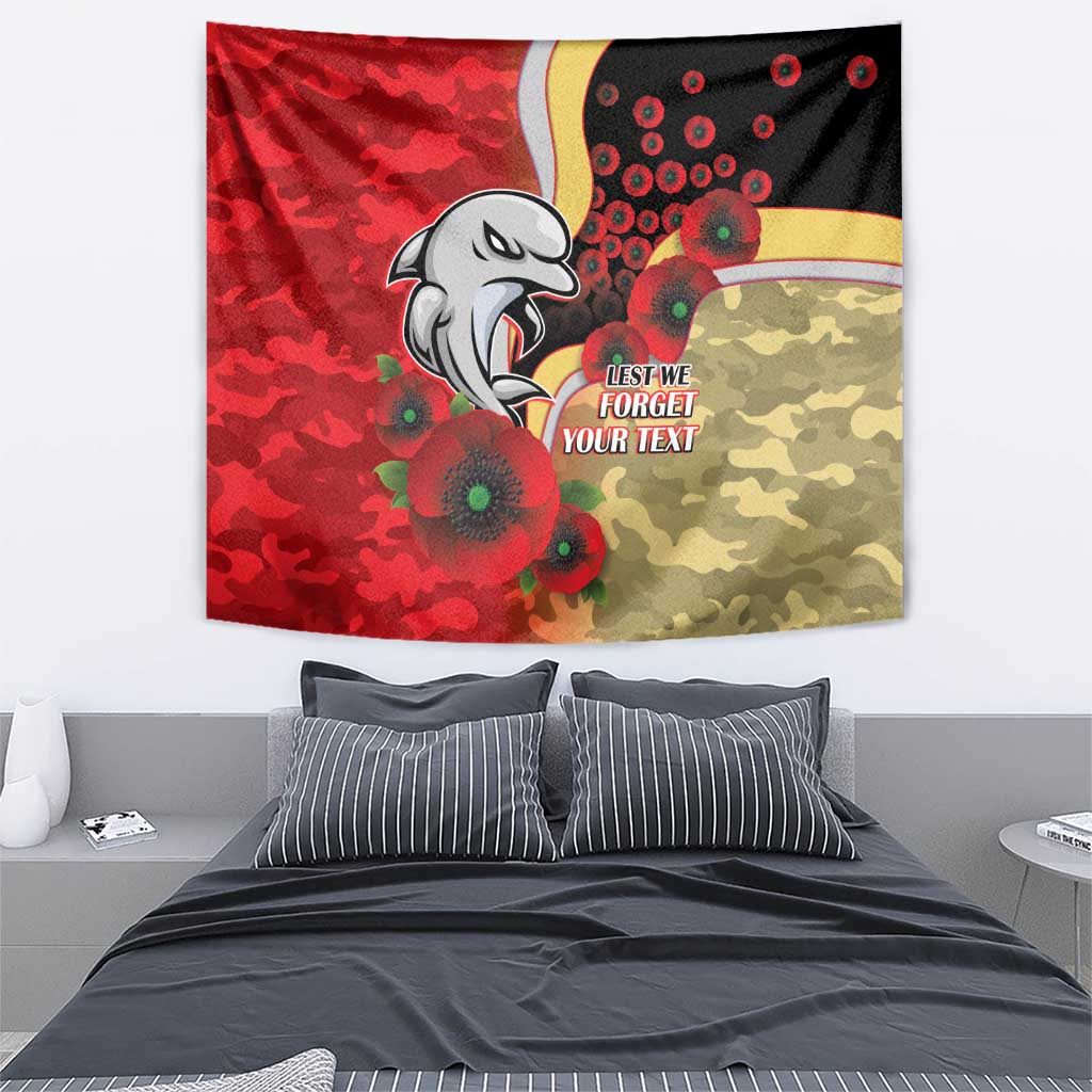Redcliffe Dolphins ANZAC Personalised Tapestry Lest We Forget Poppy Camo