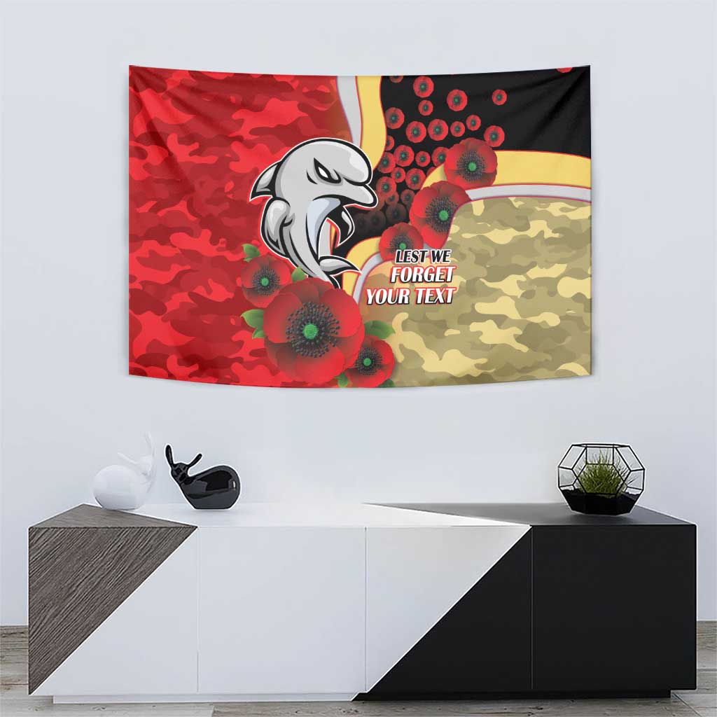 Redcliffe Dolphins ANZAC Personalised Tapestry Lest We Forget Poppy Camo