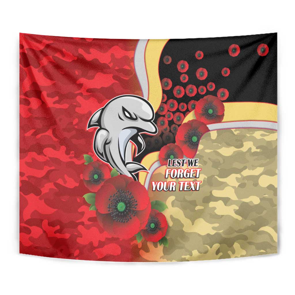 Redcliffe Dolphins ANZAC Personalised Tapestry Lest We Forget Poppy Camo