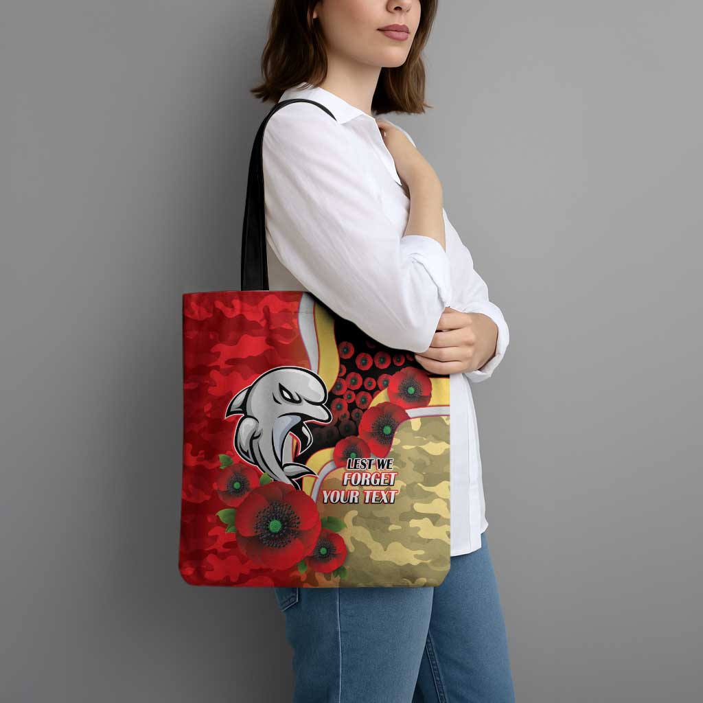 Redcliffe Dolphins ANZAC Personalised Tote Bag Lest We Forget Poppy Camo
