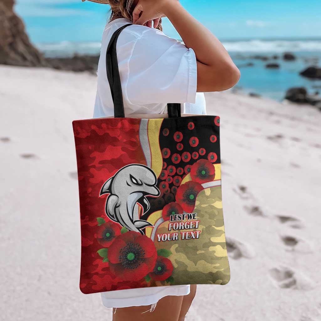 Redcliffe Dolphins ANZAC Personalised Tote Bag Lest We Forget Poppy Camo