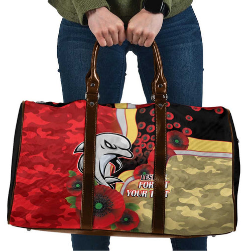 Redcliffe Dolphins ANZAC Personalised Travel Bag Lest We Forget Poppy Camo