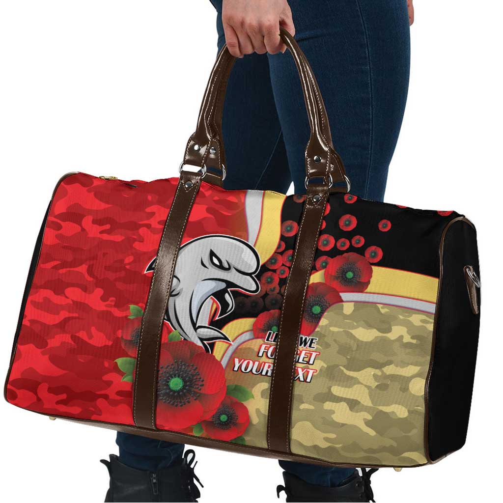 Redcliffe Dolphins ANZAC Personalised Travel Bag Lest We Forget Poppy Camo