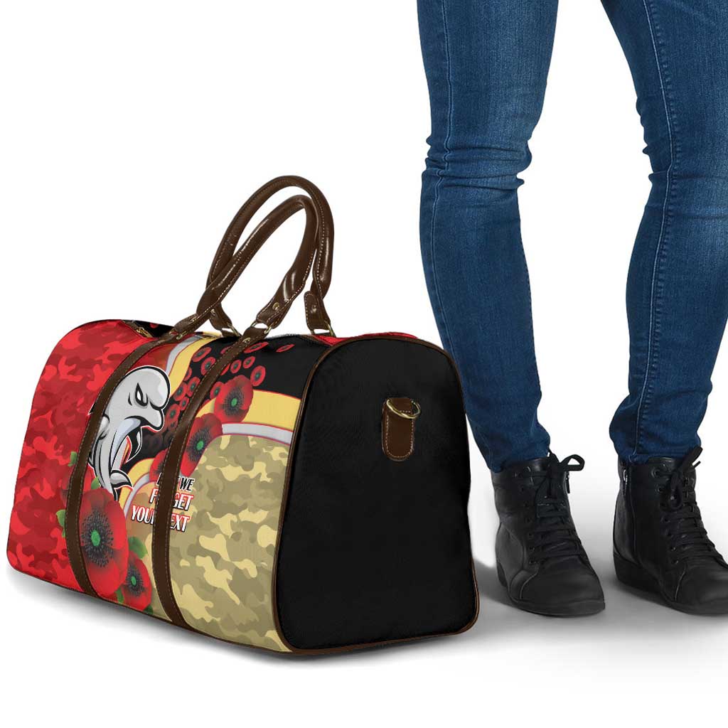 Redcliffe Dolphins ANZAC Personalised Travel Bag Lest We Forget Poppy Camo
