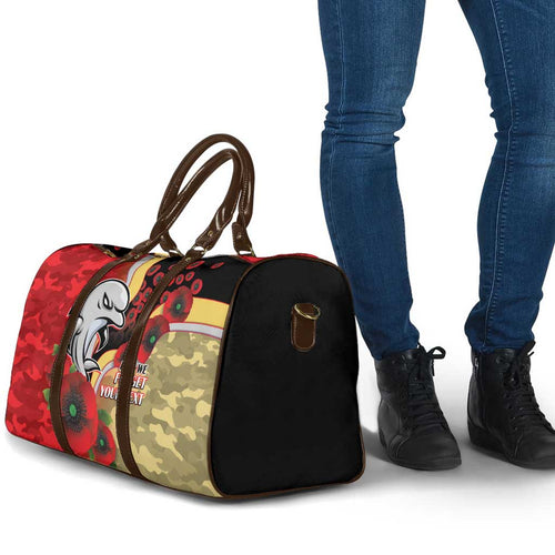 Redcliffe Dolphins ANZAC Personalised Travel Bag Lest We Forget Poppy Camo