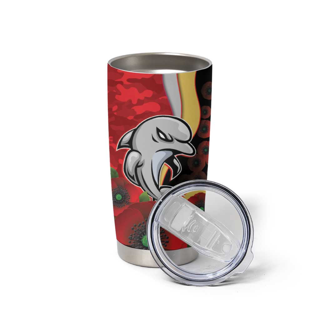 Redcliffe Dolphins ANZAC Personalised Tumbler Cup Lest We Forget Poppy Camo