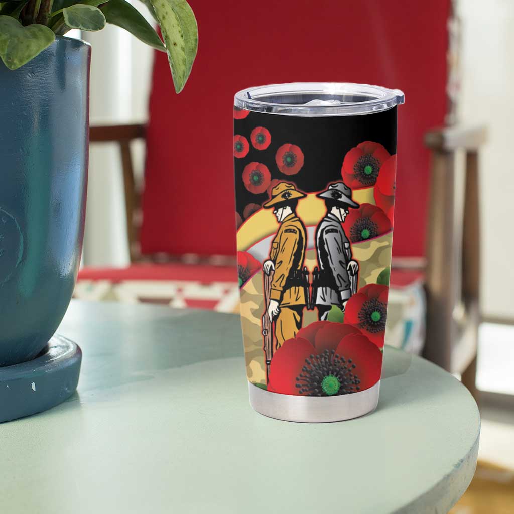 Redcliffe Dolphins ANZAC Personalised Tumbler Cup Lest We Forget Poppy Camo