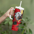 Redcliffe Dolphins ANZAC Personalised Tumbler With Handle Lest We Forget Poppy Camo