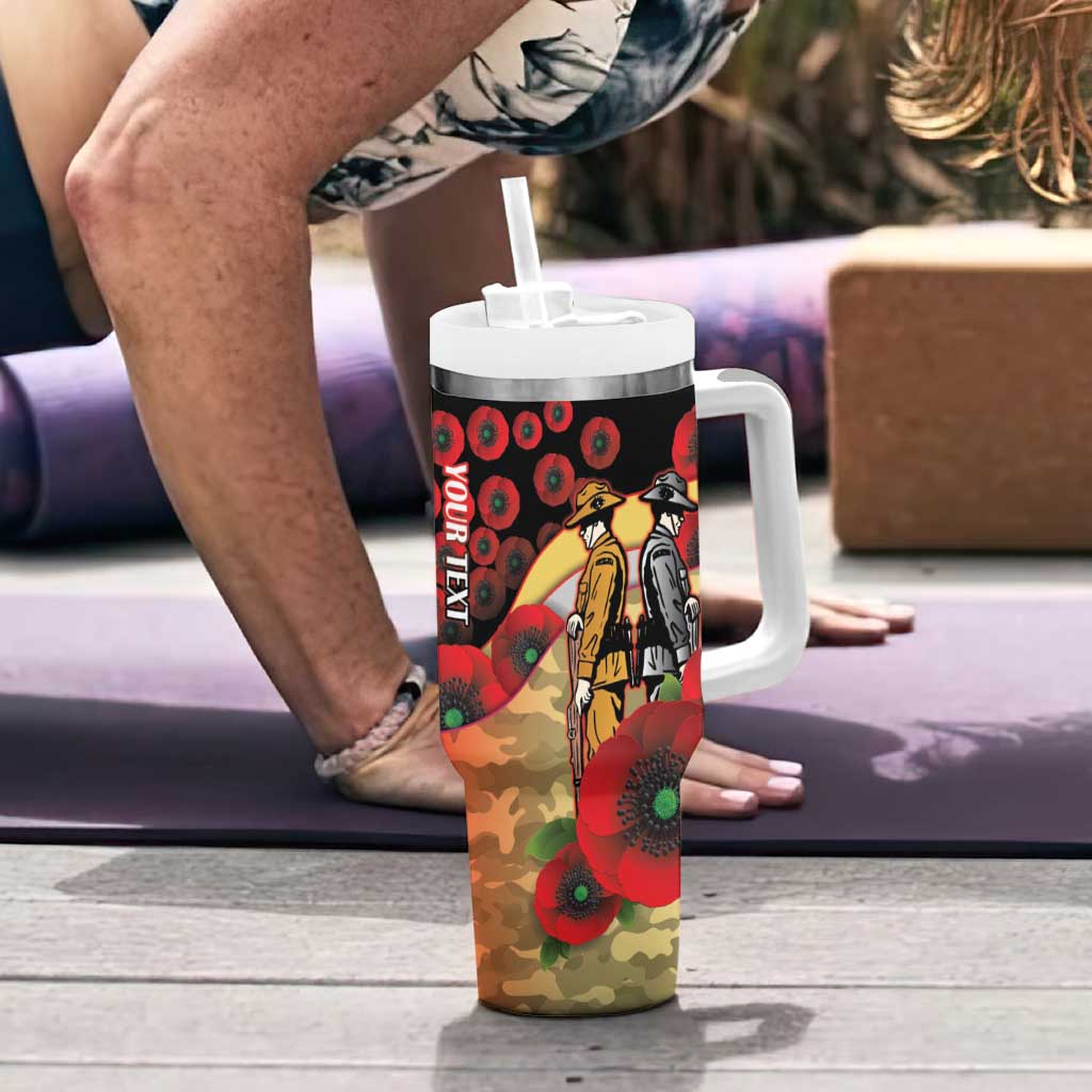 Redcliffe Dolphins ANZAC Personalised Tumbler With Handle Lest We Forget Poppy Camo
