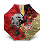 Redcliffe Dolphins ANZAC Personalised Umbrella Lest We Forget Poppy Camo