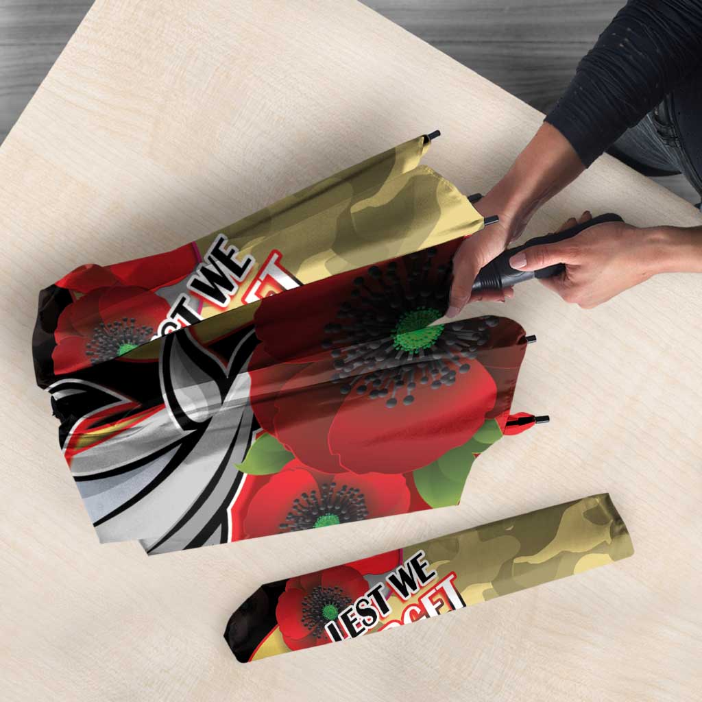 Redcliffe Dolphins ANZAC Personalised Umbrella Lest We Forget Poppy Camo