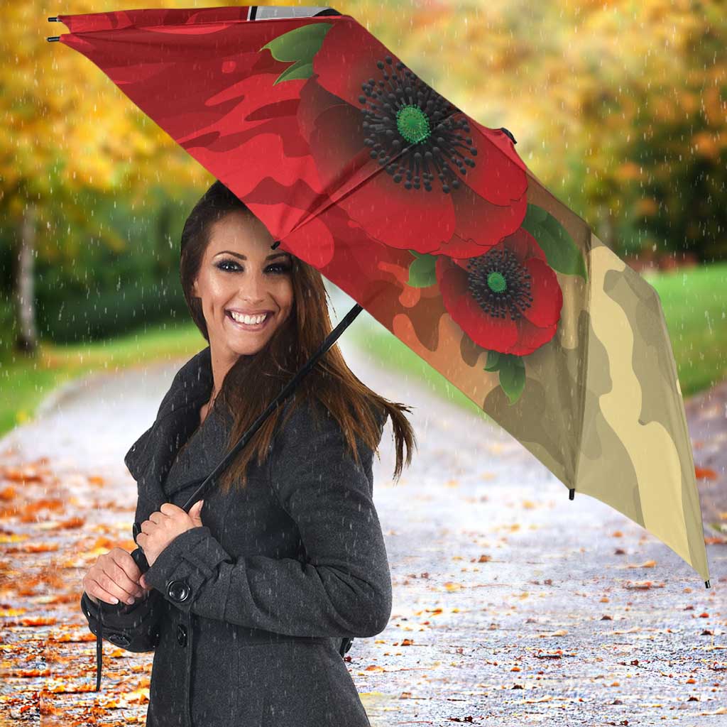 Redcliffe Dolphins ANZAC Personalised Umbrella Lest We Forget Poppy Camo