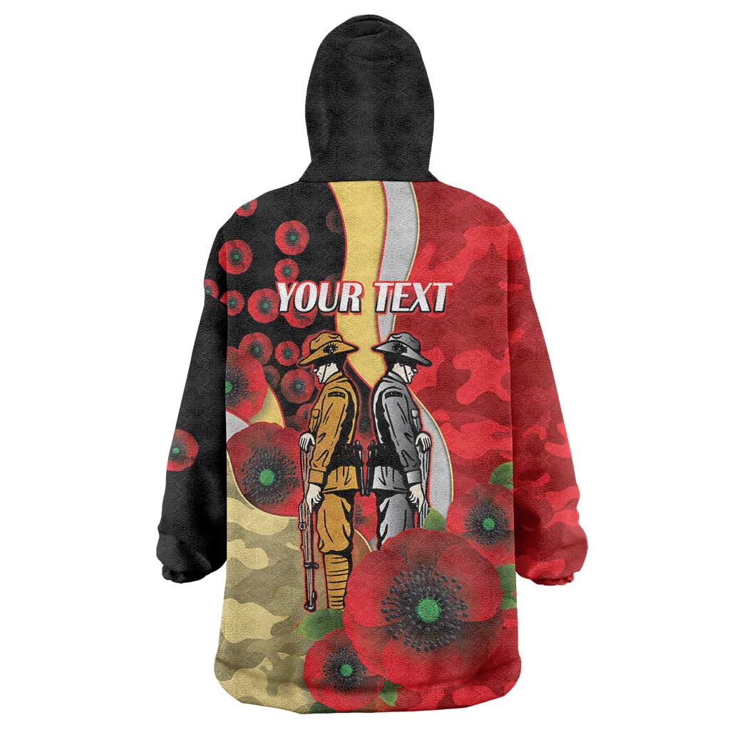 Redcliffe Dolphins ANZAC Personalised Wearable Blanket Hoodie Lest We Forget Poppy Camo