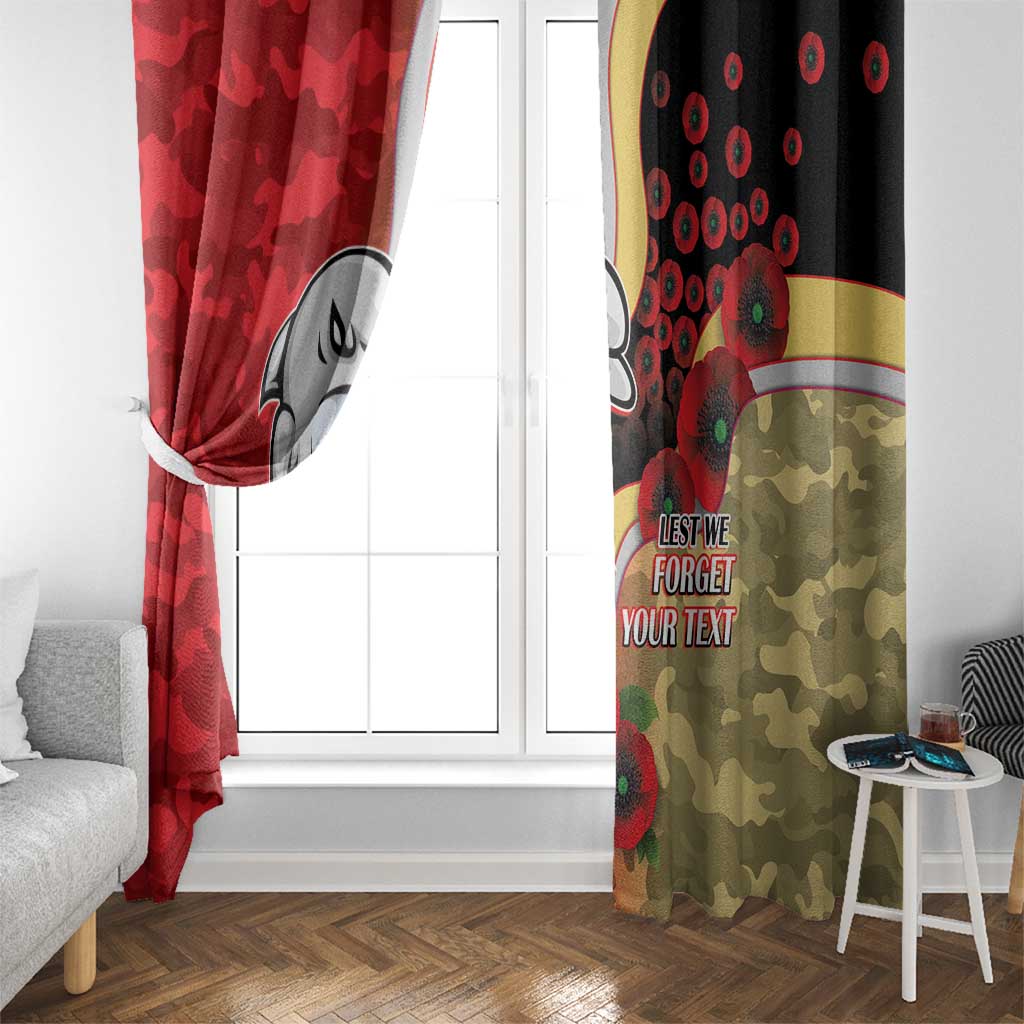 Redcliffe Dolphins ANZAC Personalised Window Curtain Lest We Forget Poppy Camo