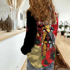 Redcliffe Dolphins ANZAC Personalised Women Casual Shirt Lest We Forget Poppy Camo