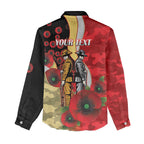 Redcliffe Dolphins ANZAC Personalised Women Casual Shirt Lest We Forget Poppy Camo