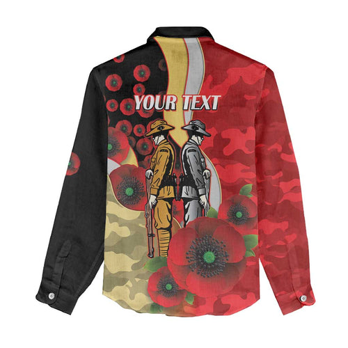 Redcliffe Dolphins ANZAC Personalised Women Casual Shirt Lest We Forget Poppy Camo